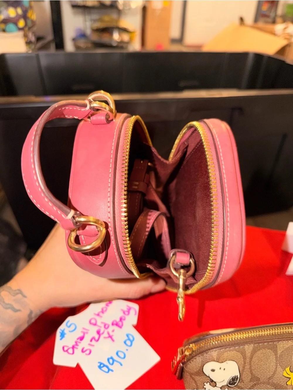 Coach Brown and Burgundy Phone Crossbody